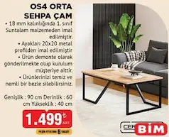 CERAMİCAL OS4 ORTA SEHPA ÇAM 90X60X40 CM
